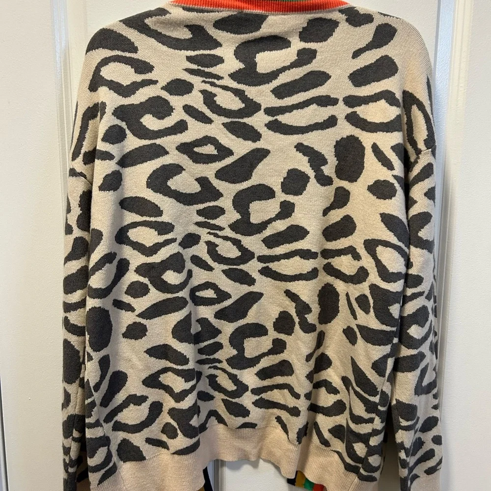 THML animal print sweater with rainbow trim - Picture 3 of 4